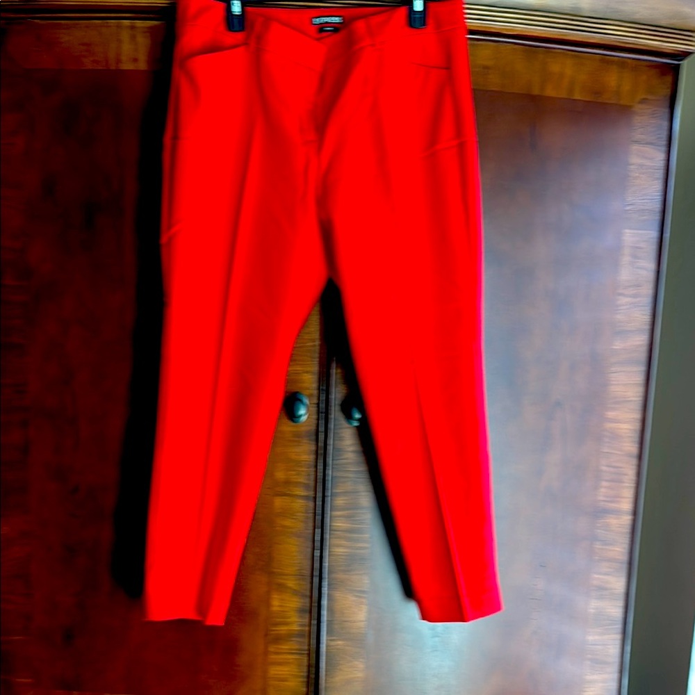 Express Editor Size 12 Red Dress Pants Vibrant Ankle Design